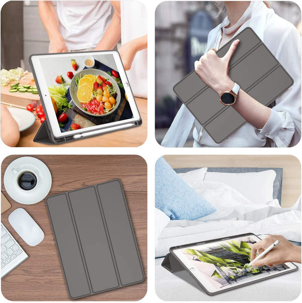 Smart Flip Protective Cover With Pencil Holder for Apple iPad 10.2 inch Case - Dark Gray