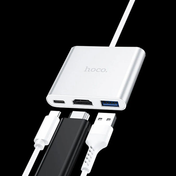 Converter Hub Type-c to HDMI - USB 3.0 - PD Aluminum Alloy Adapter - Silver