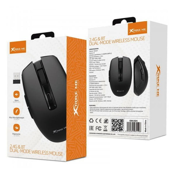 Xtrike Me 2.4G Dual Mode Wireless Mouse DUO MODE Wirelesss GW-224 Black
