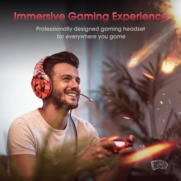 ONIKUMA K1-B Camouflage Elite stereo gaming headset - Red