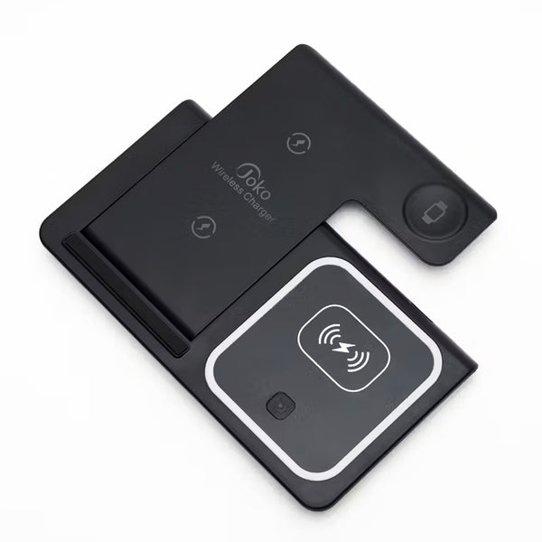 Multi Functional 3-in-1 Foldable 15W Wireless Charging Stand Q09 - Black