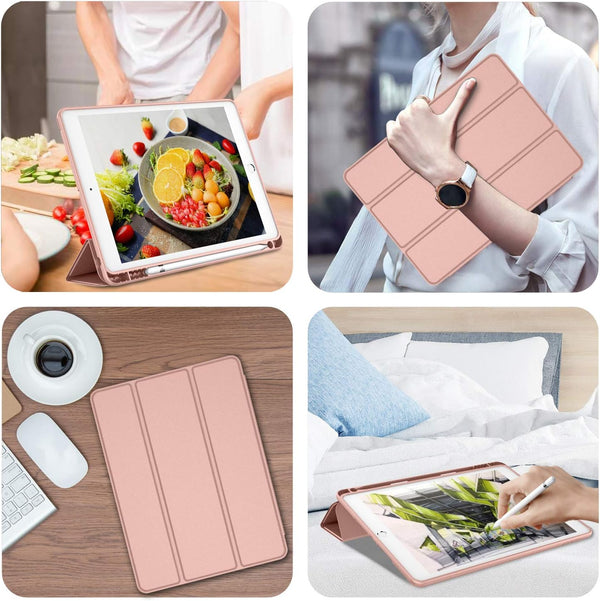 Smart Flip Protective Cover With Pencil Holder for Apple iPad 10.2 inch Case - Rose Gold