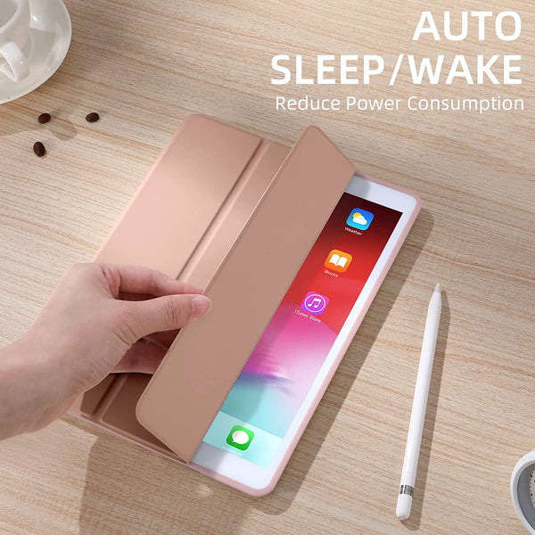 Smart Flip Protective Cover With Pencil Holder for Apple iPad 10.2 inch Case - Rose Gold