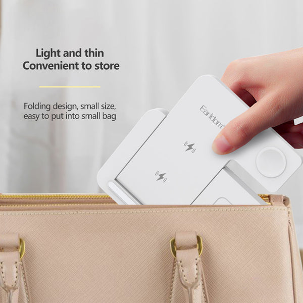Multi-Function 3-in-1 Foldable Wireless Charging Stand With Night Light WC27 - White