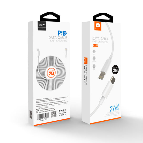 PD Fast Charge 27W Data Cable 2M Type-C to Lightning WUW-X188