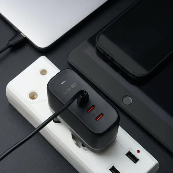 LDNIO 65W GaN Fast Charger with International Plugs & 3 USB-C Ports