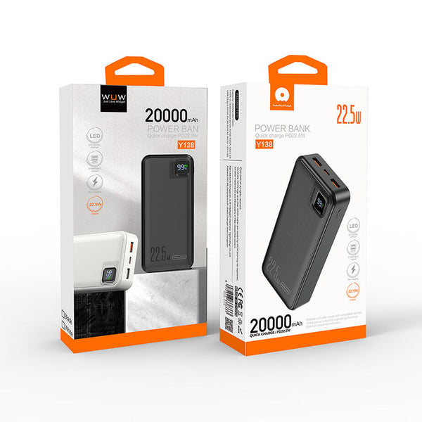 WUW Y138 Power Bank 20000mAh 22.5W Quick Charge PD - BLACK