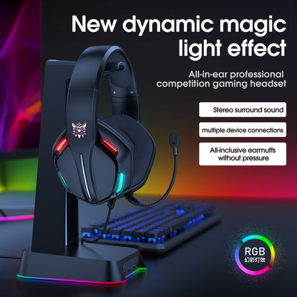 ONIKUMA X27 USB + 3.5mm Magic Light Effect Gaming Headset with Mic - Black
