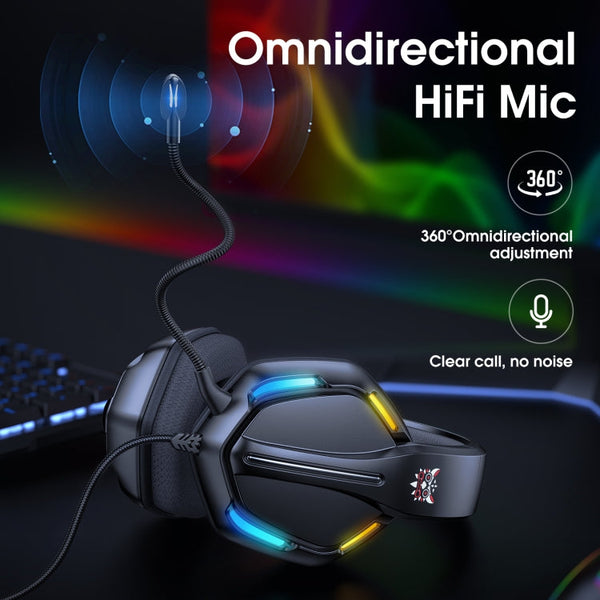 ONIKUMA X27 USB + 3.5mm Magic Light Effect Gaming Headset with Mic - Black