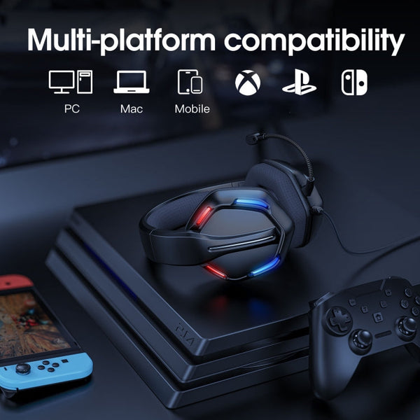 ONIKUMA X27 USB + 3.5mm Magic Light Effect Gaming Headset with Mic - Black