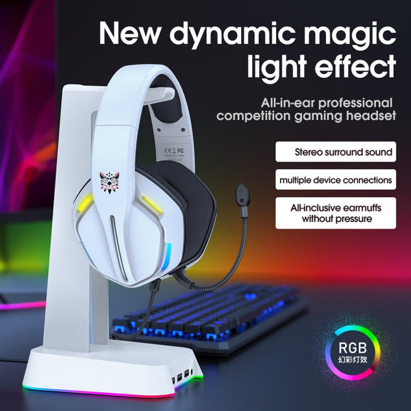 ONIKUMA X27 USB + 3.5mm Magic Light Effect Gaming Headset with Mic(White)