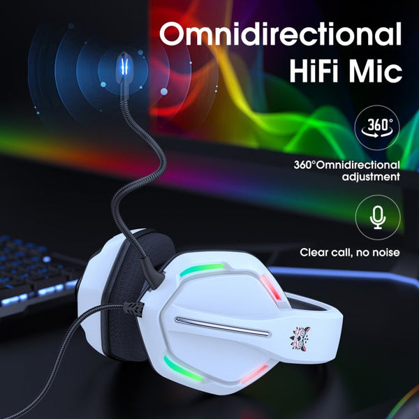 ONIKUMA X27 USB + 3.5mm Magic Light Effect Gaming Headset with Mic(White)