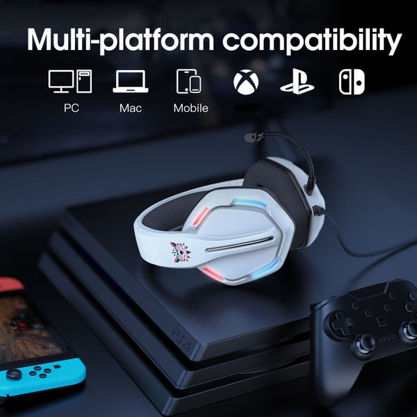 ONIKUMA X27 USB + 3.5mm Magic Light Effect Gaming Headset with Mic(White)