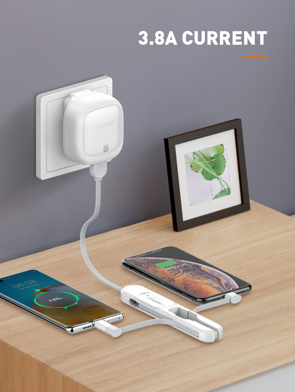LDNIO 3-in-1 3.8A Fast Charging Cable with Keyring