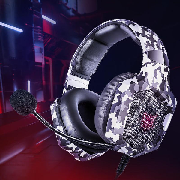 ONIKUMA K8 Wired Stereo Gaming Headphones With Mic LED RGB Lights - Camo Gray
