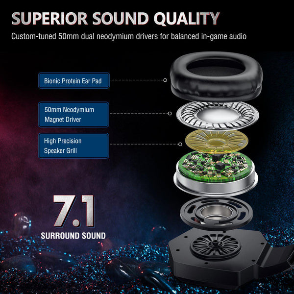 ONIKUMA K8 Wired Stereo Gaming Headphones With Mic LED RGB Lights - Black