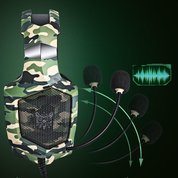 ONIKUMA K8 Wired Stereo Gaming Headphones With Mic LED RGB Lights - Camo Green