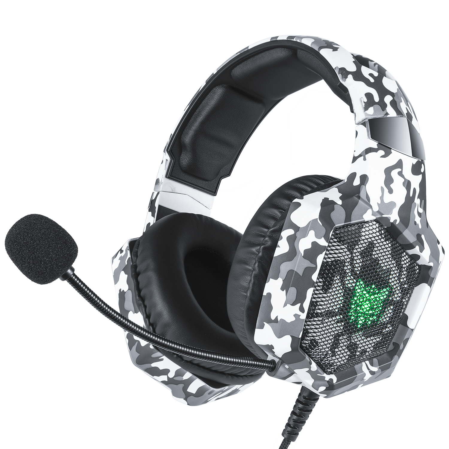 ONIKUMA K8 Wired Stereo Gaming Headphones With Mic LED RGB Lights - Camo Gray