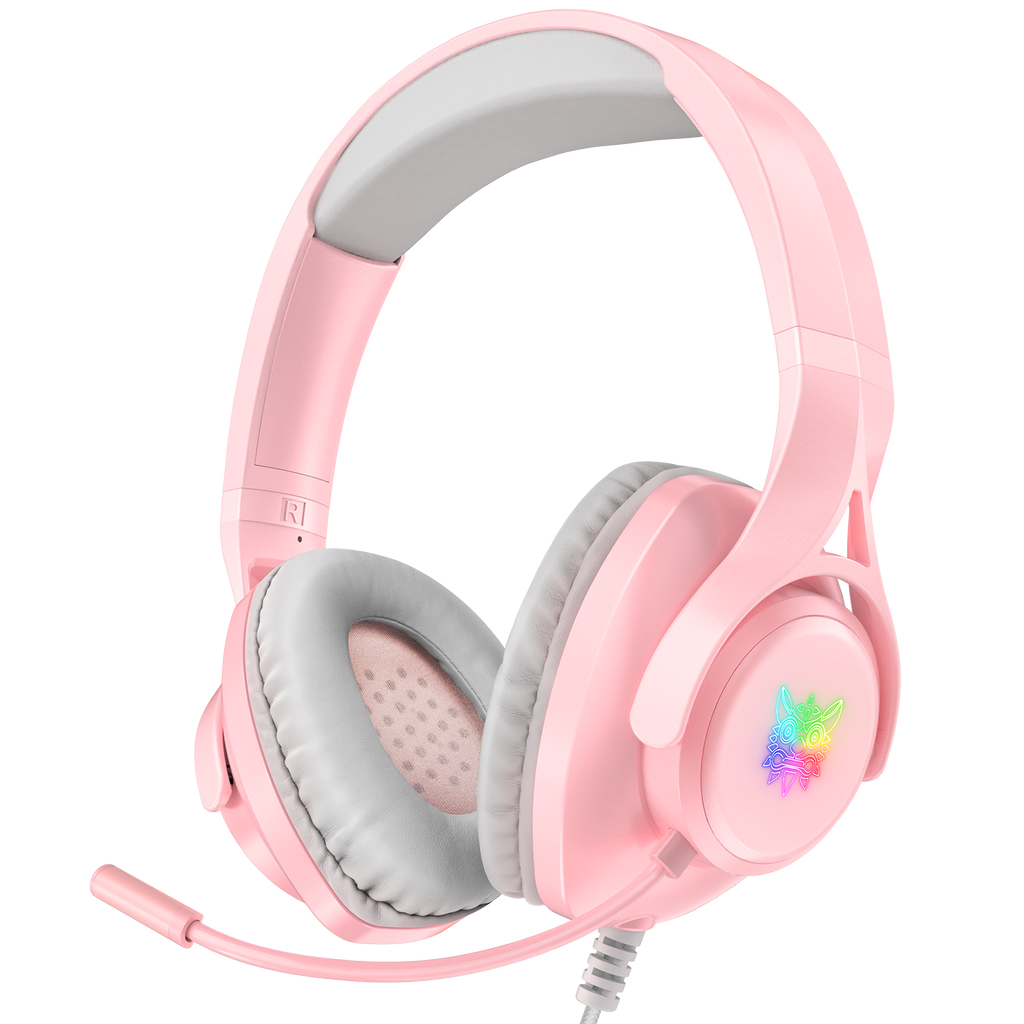 ONIKUMA X16 Wired RGB Over-ear Gaming Headset with Noise Cancelling Mic - Pink