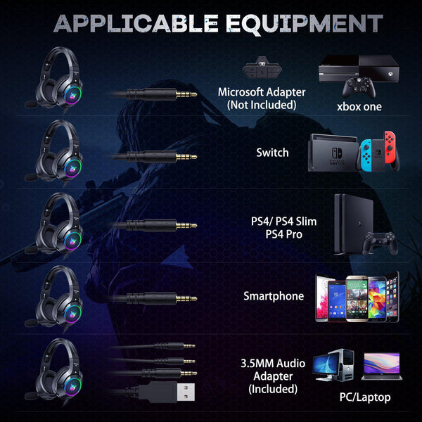 Onikuma K9 RGB Noise Canceling Gaming Headset With Microphone - Black