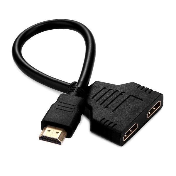 HDMI Port Male to 2 Female 1 in 2 out Splitter Cable Adapter Converter 30cm 1080P