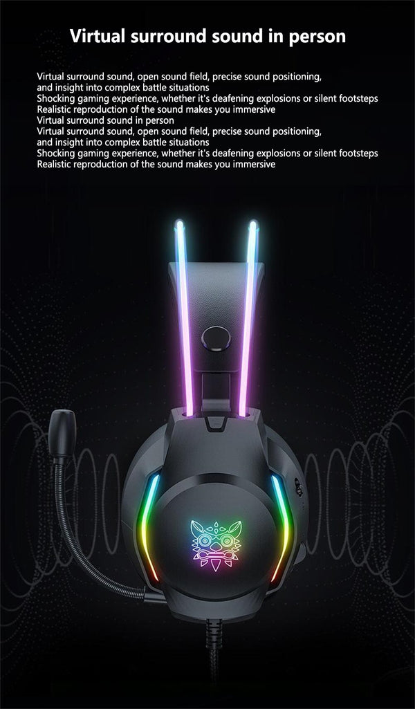 ONIKUMA X26 E-sports Gaming Headset with RGB Lighting Noise Reduction Wired Headphone - Black