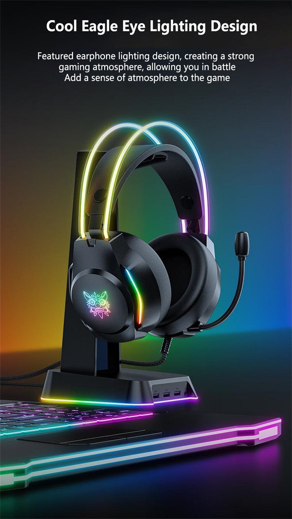 ONIKUMA X26 E-sports Gaming Headset with RGB Lighting Noise Reduction Wired Headphone - Black