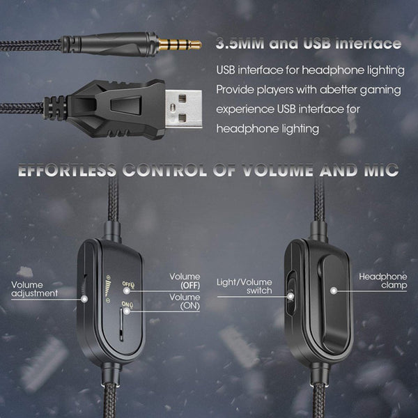 ONIKUMA K8 Wired Stereo Gaming Headphones With Mic LED RGB Lights - Camo Gray