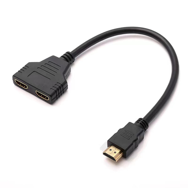 HDMI Port Male to 2 Female 1 in 2 out Splitter Cable Adapter Converter 30cm 1080P