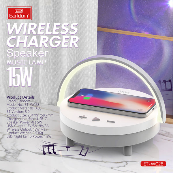 Multifunction Wireless Charge,Phone Holder,Night Light & Bluetooth Speaker