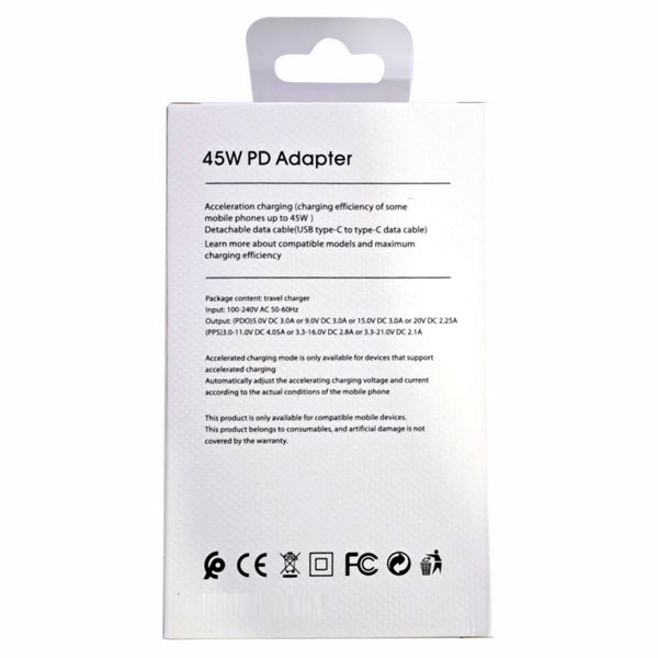 Type-C 45W PD Fast Charging Adapter Black for Samsung