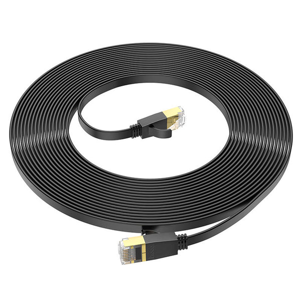 Flat Ethernet Cable Cat6 - Network Cable - RJ45 Connectors LAN Cable US07 - Black