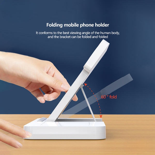Multi-Function 3-in-1 Foldable Wireless Charging Stand With Night Light WC27 - White