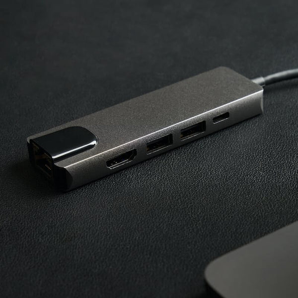 Docking Station Portable USB-C Hub 5-in-1 Adapter Multi-Port Converter
