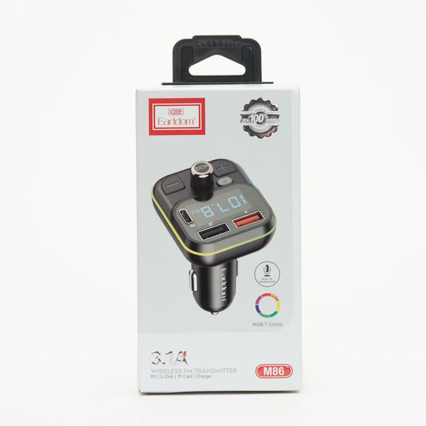Earldom Wireless FM Transmitter with USB and 18W Fast Charging