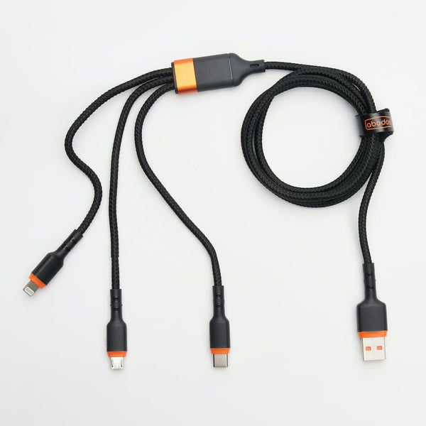 Abodos 66W 1.2m 3-In-1 Black Data Cable