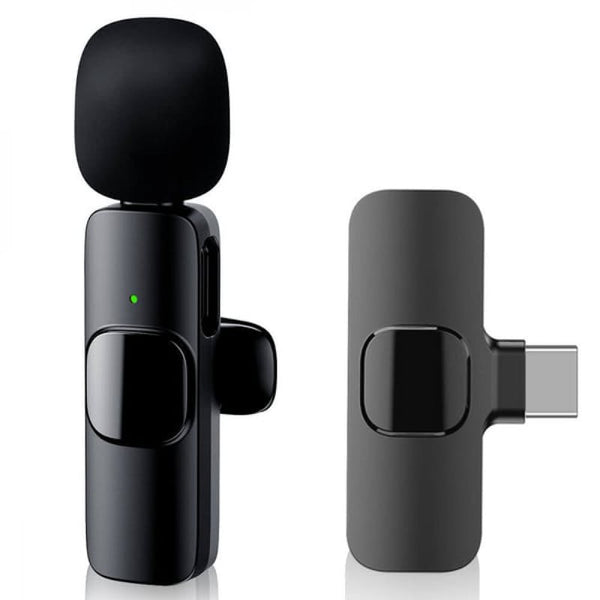 Wireless Lavalier Microphone K9 - Type-C Mic Wireless Plug and Play - Black