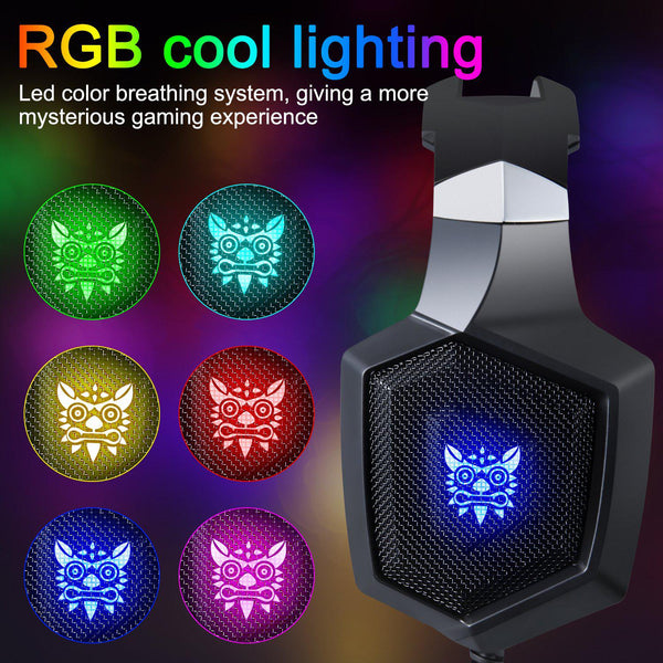 ONIKUMA K8 Wired Stereo Gaming Headphones With Mic LED RGB Lights - Black