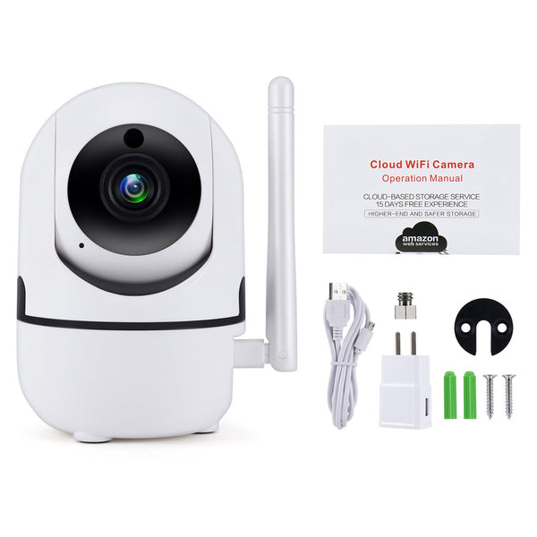 Smart WiFi Camera Indoor Auto Track IP Camera Baby Monitor Nanny Camera - White