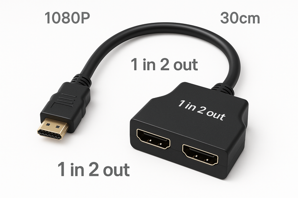 30cm 1080P HDMI Port Male to 2 Female 1 in 2 out Splitter Cable Adapter Converter
