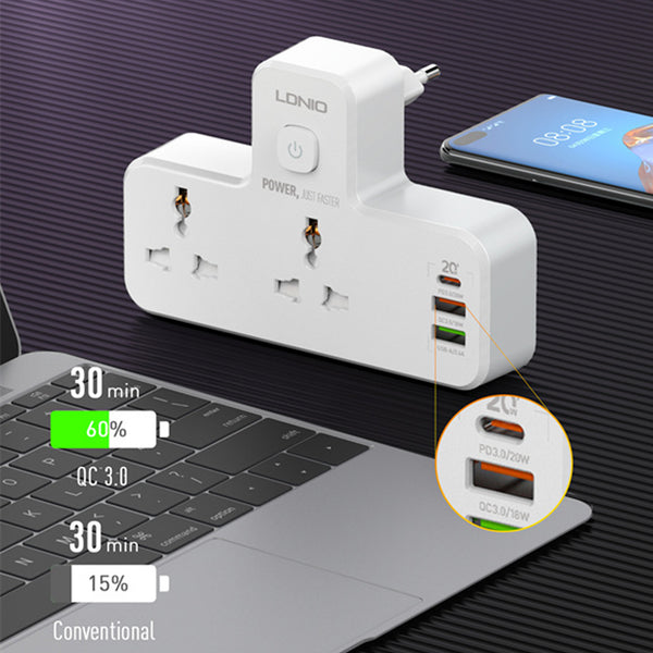 LDNIO 2 AC Outlets Portable Extension Power Socket SC2311