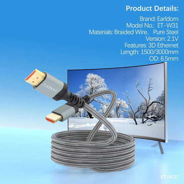 EARLDOM High Speed Full HD 1080P 8K HDMI Cable Audio Video cable 3 Meter