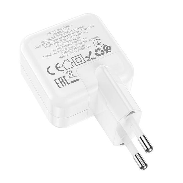 Hoco C112A Advantage wall charger single port PD30W charger(EU) set(Type-C to Type-C)