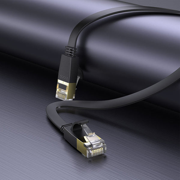 Flat Ethernet Cable Cat6 - Network Cable - RJ45 Connectors LAN Cable US07 - Black