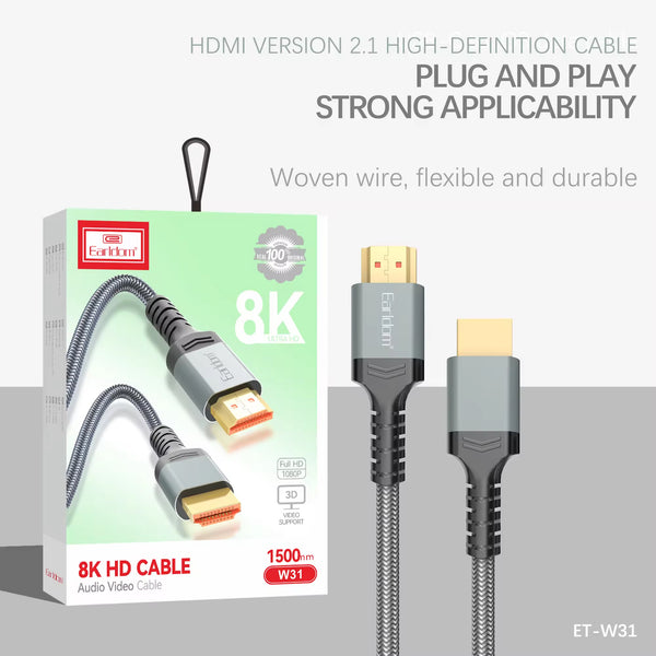 EARLDOM High Speed Full HD 1080P 8K HDMI Cable Audio Video cable 3 Meter