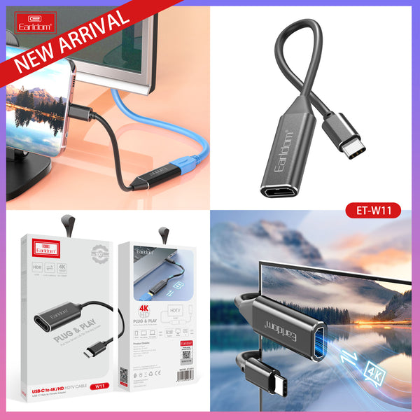 Earldom W11 Type-C To Female HDMI Adapter (4K Resolution) HDTV Adapter