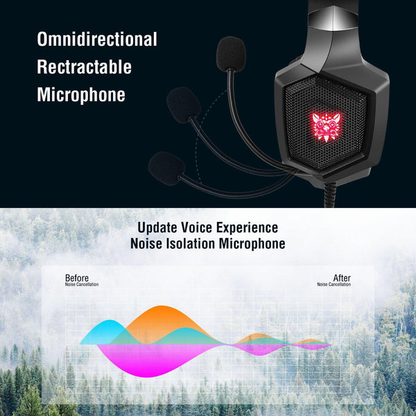 ONIKUMA K8 Wired Stereo Gaming Headphones With Mic LED RGB Lights - Black