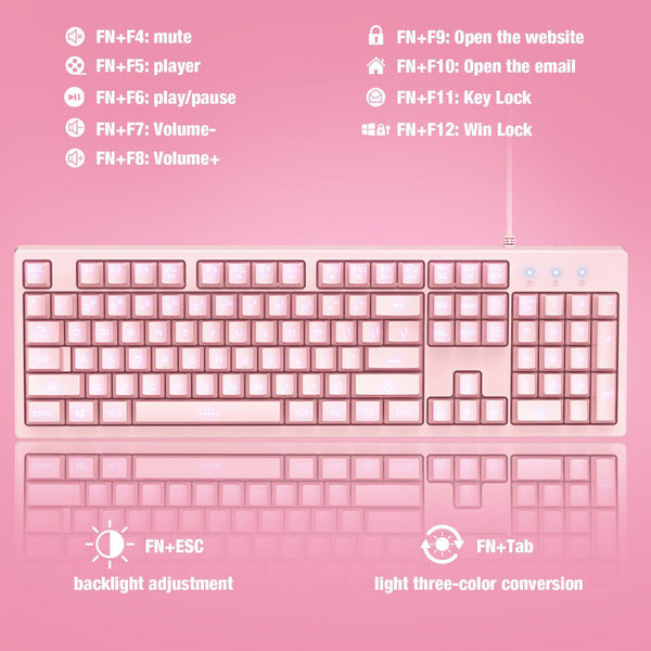 ONIKUMA ONIKUMA G25 Wired Pink Gaming Keyboard + CW905 Mouse Set