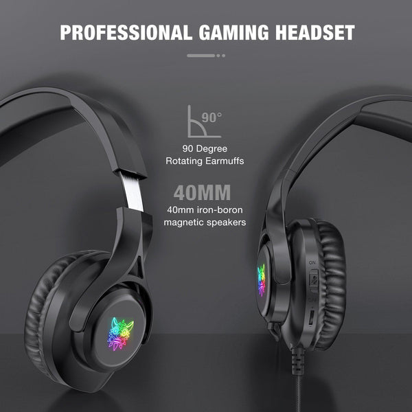 ONIKUMA X16 Wired RGB Over-ear Gaming Headset with Noise Cancelling Mic - Black