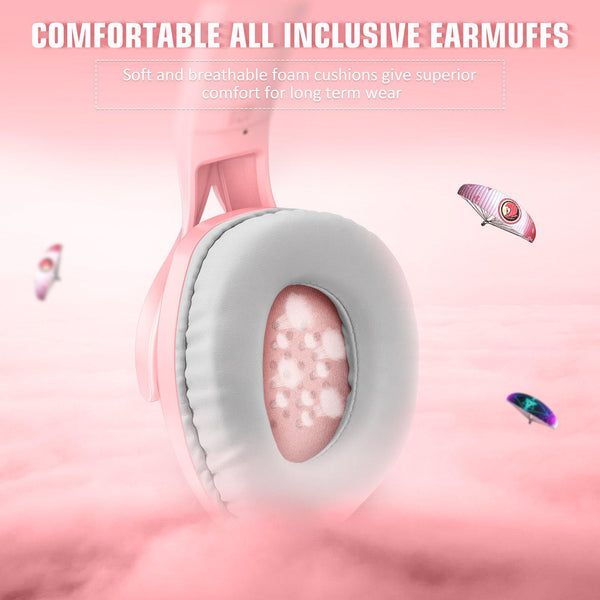 ONIKUMA X16 Wired RGB Over-ear Gaming Headset with Noise Cancelling Mic - Pink